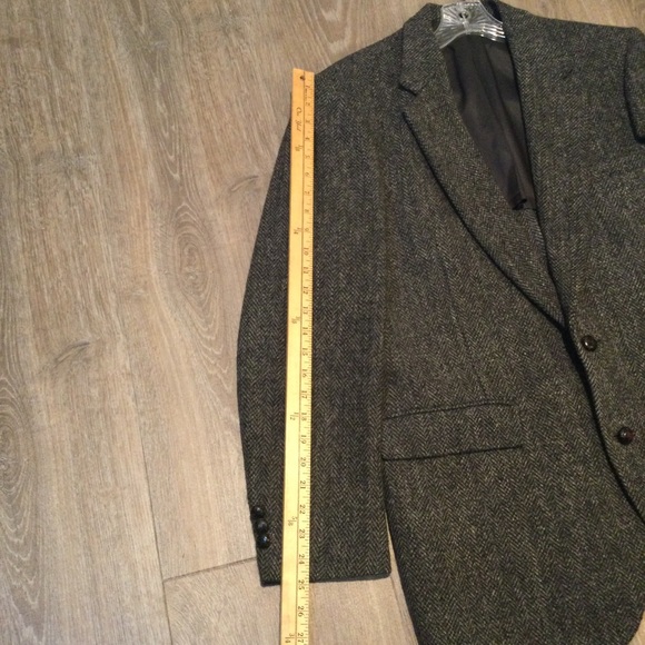 VTG Harris Tweed Wool Blazer Mens 40L Gray Herringbone 2-Button Sport Coat Retro - Picture 10 of 10
